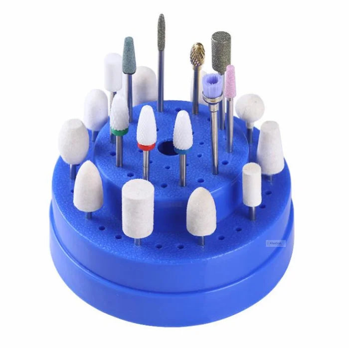 60 hole nail drill bit holder nail art electric machine storage box pedicure stand container manicure tools