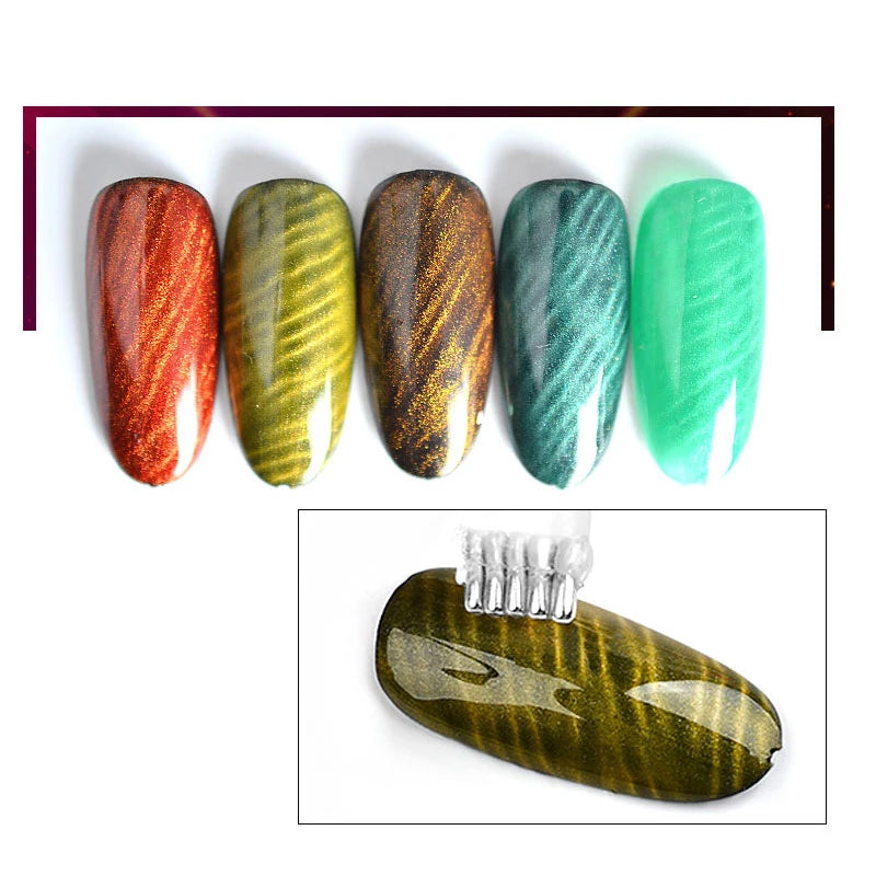 Nail Art Magnet Stick Double Headed for Cat Eye Gel Nail Polish, 3D Line Strip Flowers Effect