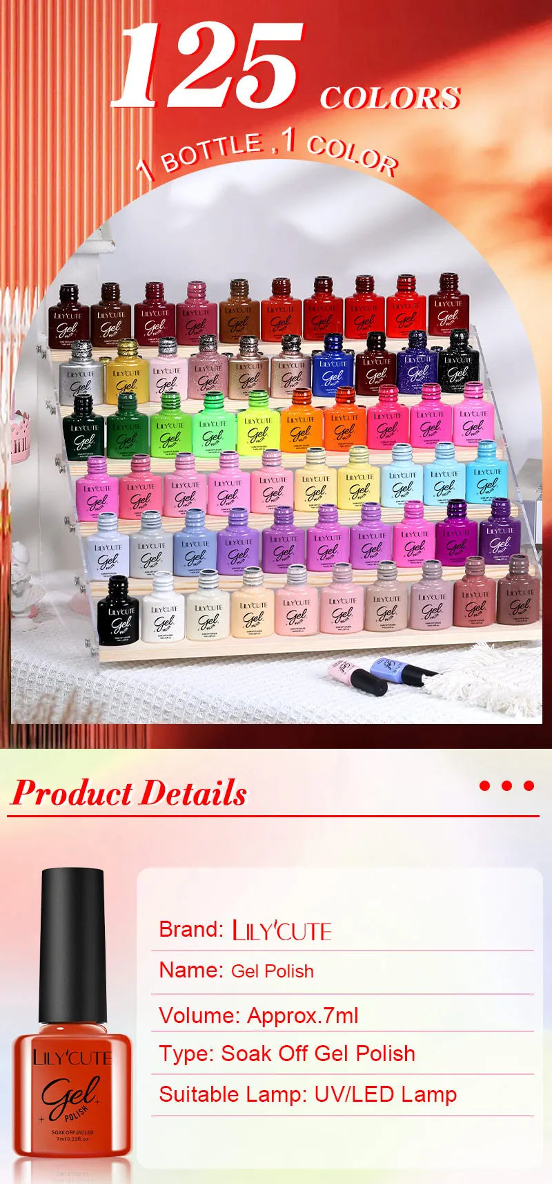 LILYCUTE 125/66/60PCS Colorful Gel Nail Polish Set Glitter Gel Varnish Nail Semi Permanent UV Gel Soak Off Nail Art Manicure Kit