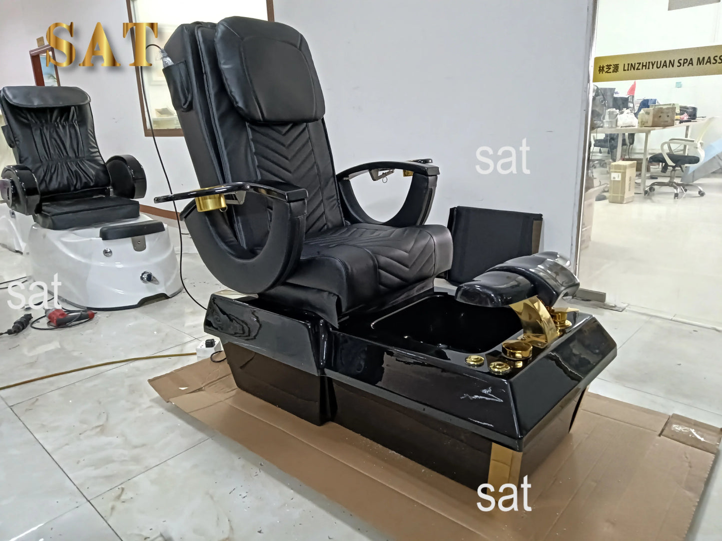 Black SPA Pedicure Massage Chair SPA Pedicure Bowl Throne Spa Chair