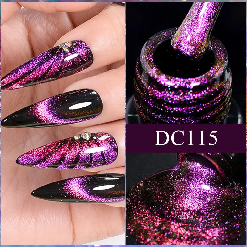 7/10/12PCS/SET Cat Magnetic Gel Nail Polish Set 9D Reflective Glitter Gel Semi Permanent UV Gel Soak Off Sparkling Nail Art Kits