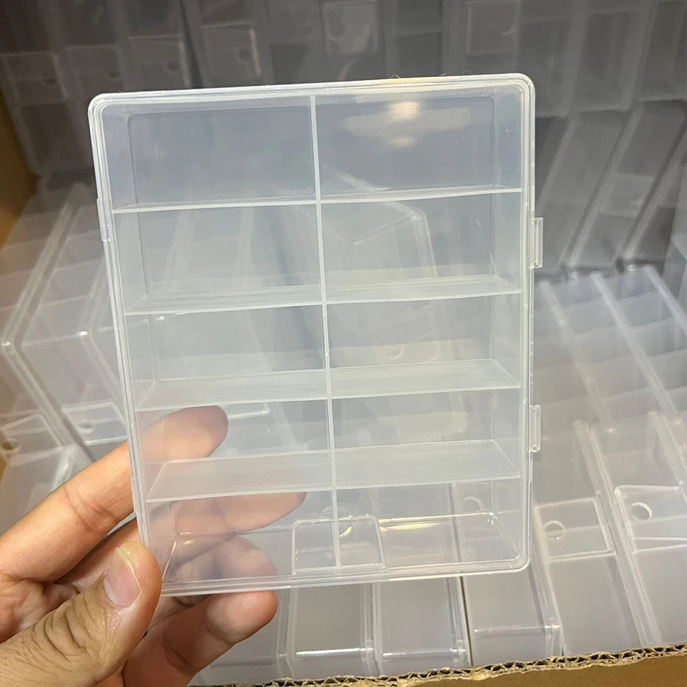 10 Grids Transparent Empty Nail Foils Storage Box Plastic Jewelry Beads Gems Rhinestones False Nail Art Tips Box Case Organizer