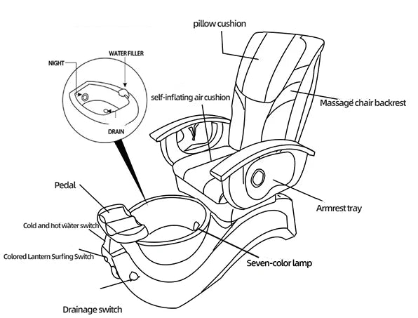 Modern Luxury Nail No Plumbing Throne Salon Lay Down Beauty Shop Electric Foot Spa Massage Pedicure Chair