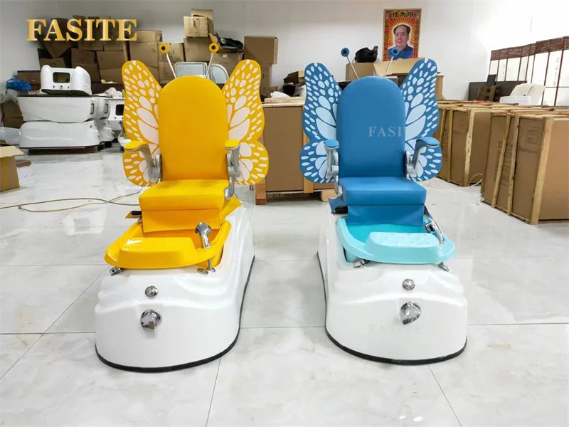 Nail Salon Cute Butterfly Pink Kid Children Spa Pedicure Chair For Girls