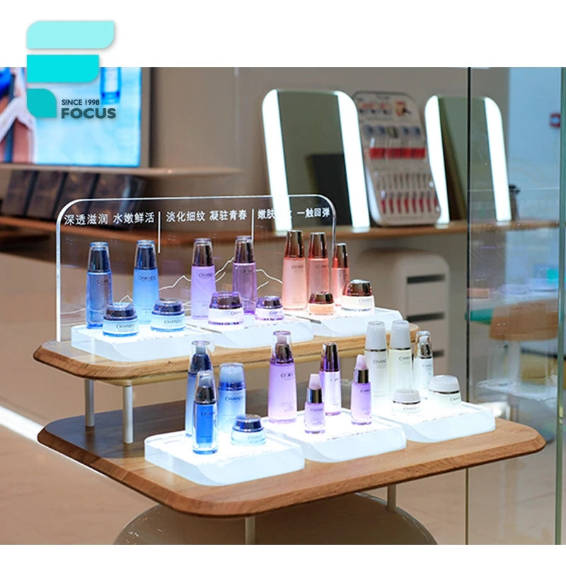 Customized-high-end mall nail kiosk luxury perfume cosmetic display showcase and stands make up store