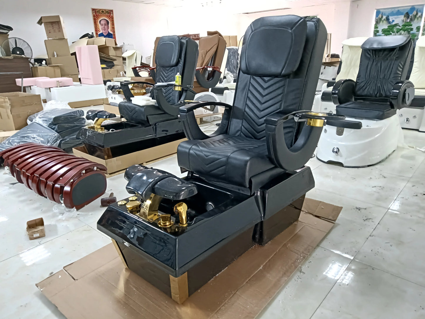 Black SPA Pedicure Massage Chair SPA Pedicure Bowl Throne Spa Chair