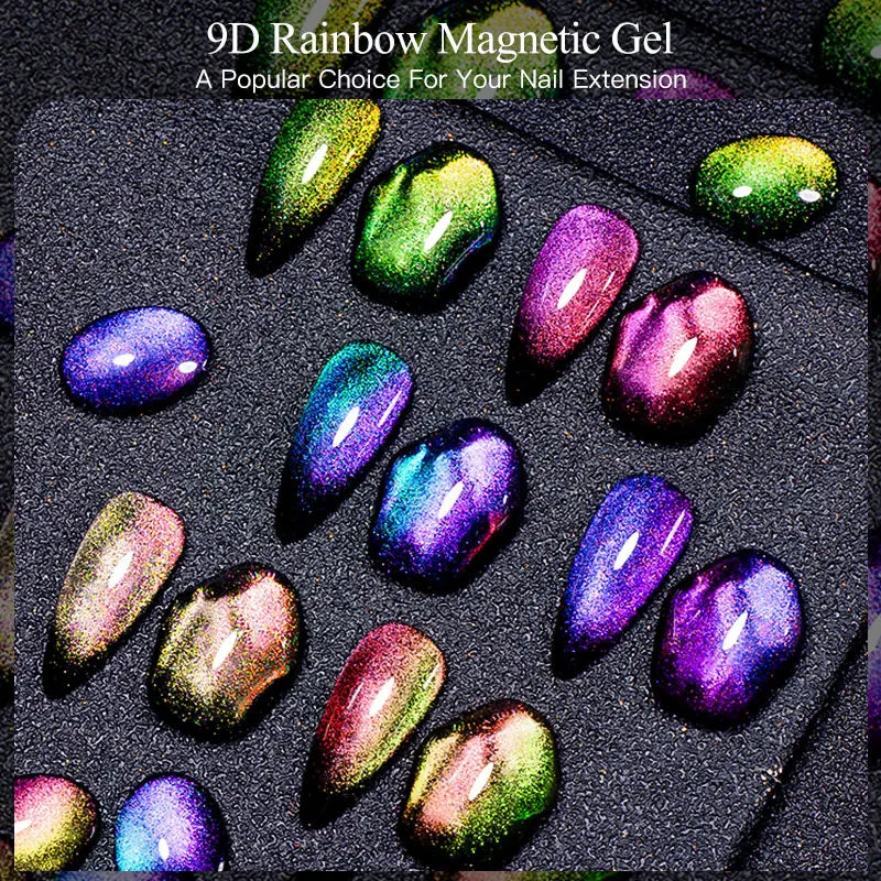 7/10/12PCS/SET Cat Magnetic Gel Nail Polish Set 9D Reflective Glitter Gel Semi Permanent UV Gel Soak Off Sparkling Nail Art Kits