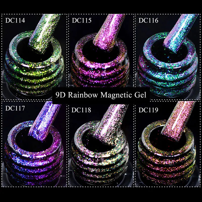 7/10/12PCS/SET Cat Magnetic Gel Nail Polish Set 9D Reflective Glitter Gel Semi Permanent UV Gel Soak Off Sparkling Nail Art Kits