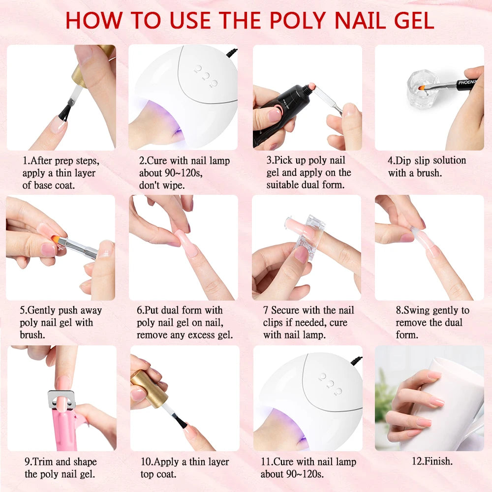 Full Maicure Set 20 Colors Gel Nail Polish with 36W Nail Lamp Quick Extension Gel Set Poly Nail Gel Complete Nail Art Tools Set