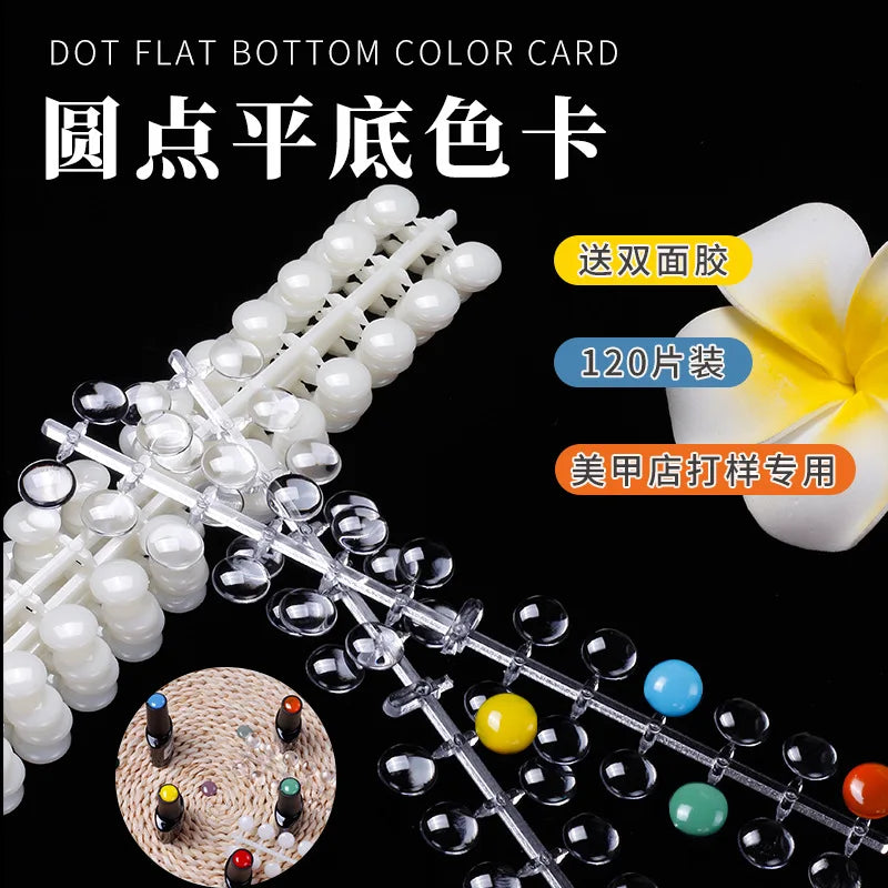 24/120pcs Nail Polish Display Color Card Dots Design Bear/Round Acrylic Nail Color Palette UV Gel Polish Painting Practice Cards