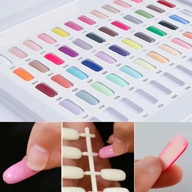 Nail Display Tips Natural Color Fake Acrylic Nail Tips for Practice Design Display Book Flat-Back Oval False Nail Art Tips