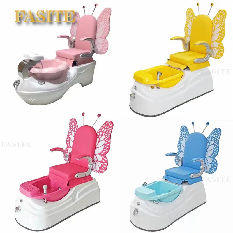 Nail Salon Cute Butterfly Pink Kid Children Spa Pedicure Chair For Girls