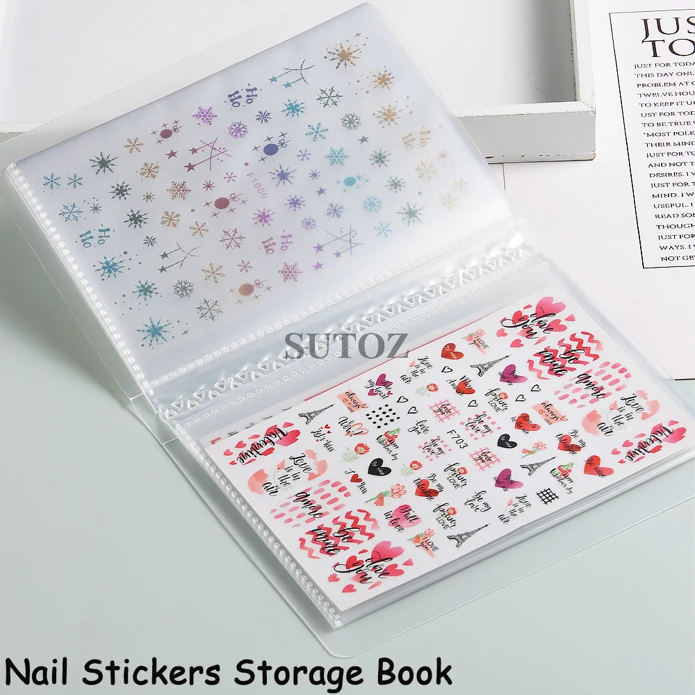 40Slots Nail Sticker Organizer Acrylic Design Sticker Album Storage Book Nail Slider Showing Photo Manicure Display Stand NT2023