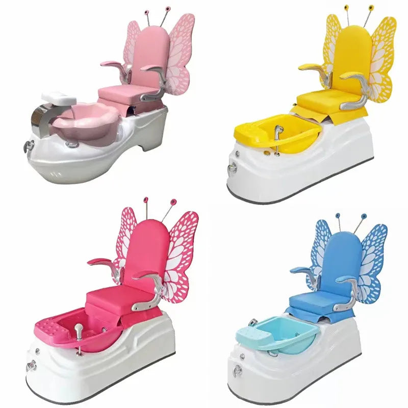 Nail Salon Cute Butterfly Pink Kid Children Spa Pedicure Chair For Girls