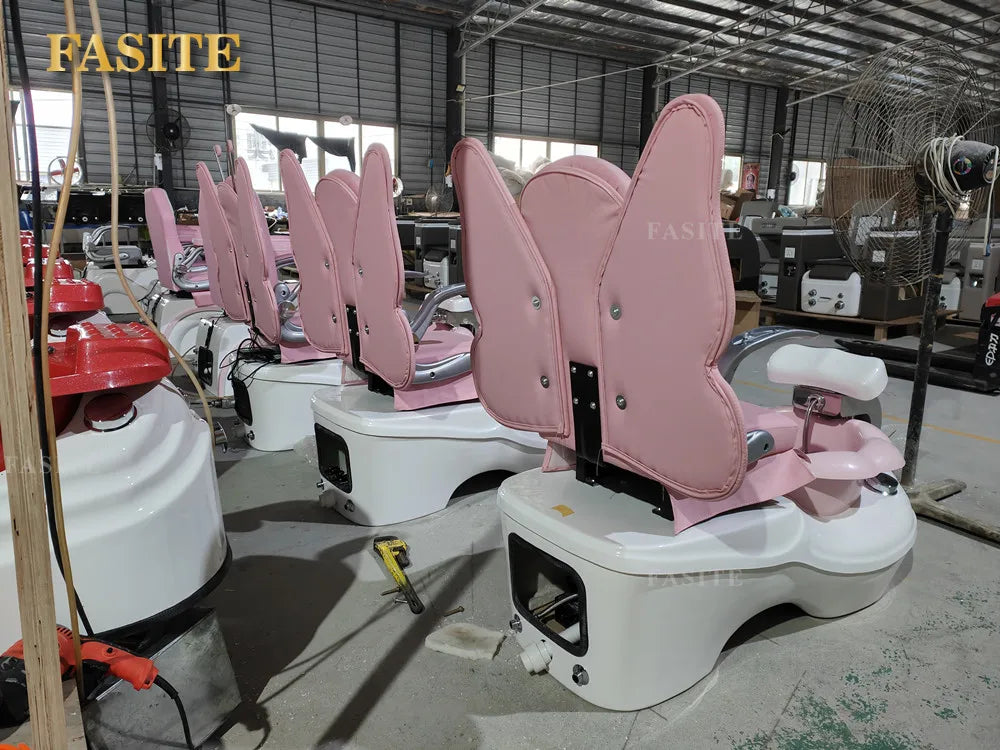 Nail Salon Cute Butterfly Pink Kid Children Spa Pedicure Chair For Girls