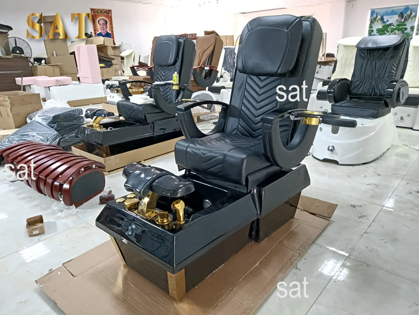 Black SPA Pedicure Massage Chair SPA Pedicure Bowl Throne Spa Chair