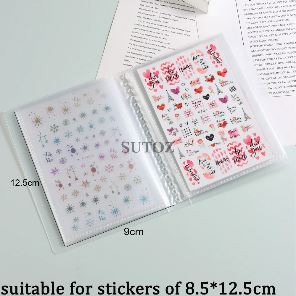 40Slots Nail Sticker Organizer Acrylic Design Sticker Album Storage Book Nail Slider Showing Photo Manicure Display Stand NT2023